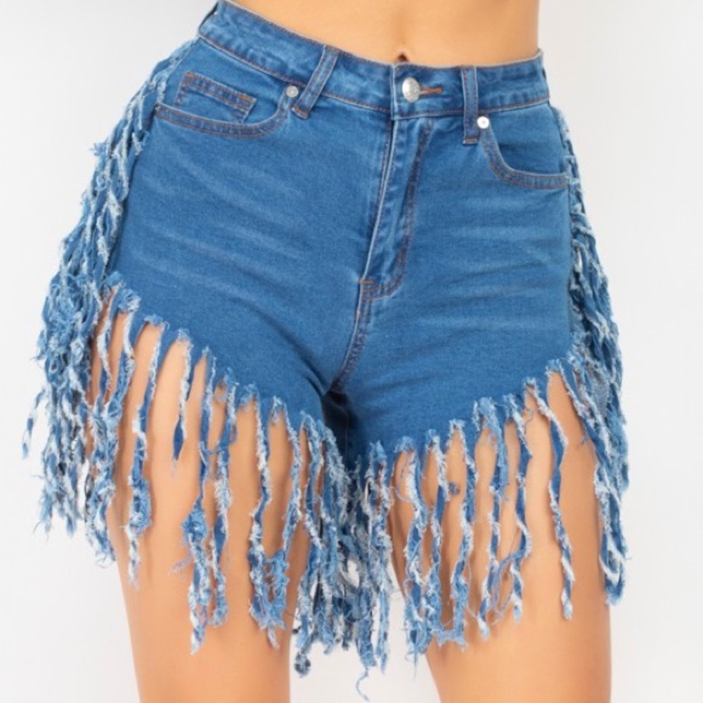 Fringe Denim Shorts